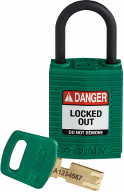 SafeKey Lockout Padlock 1.65 Inch x 1.25 Inch Nylon Green, Keyed Different