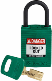 SafeKey Lockout Padlock 1.65 Inch x 1.25 Inch Nylon Green, Keyed Different