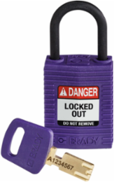 SafeKey Lockout Padlock Nylon Purple 1.65 In H x 1.25 In W Keyed Different