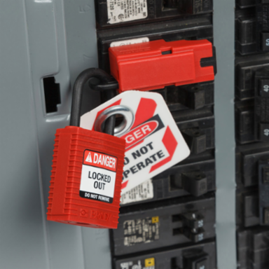 SafeKey Lockout Padlock Nylon Red 1 Inch Keyed Alike 3 Pack