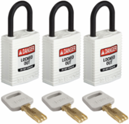 SafeKey Lockout Padlock 1 Inch Nylon Plastic Keyed Alike 3 Pack