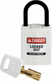 SafeKey Lockout Padlock Nylon White 1.65 Inch H x 1.25 Inch W Keyed Different