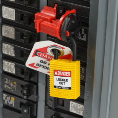 SafeKey Lockout Padlock 1.65 Inch H x 1.25 Inch W x 0.75 Inch D, Yellow, 6 Pack