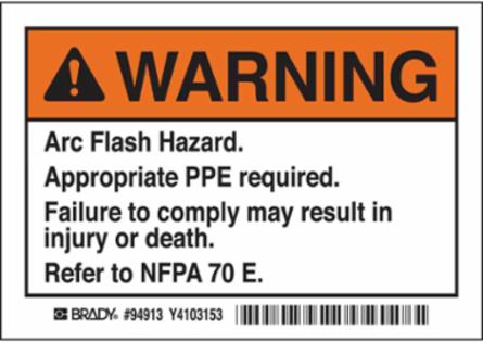 Arc Flash Safety Labels, 3.5 Inch H x 5 Inch W, Permanent Adhesive, Pack of 5