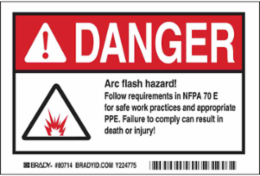 Arc Flash Labels 4 Inch H x 6 Inch W Polyester, Pack of 5, Black/Red on White