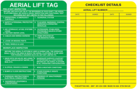 ENTRYTAG Inserts: AERIAL LIFT TAG: PRE-START INSPECTION…