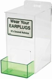 Ear Plug Dispenser, 13.0" H x 6.0" W x 8.0" D, Clear/Green