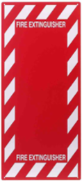 Fire Extinguisher Backplate, White on Red