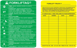 Forklift Tag Inserts: FORKLIFTAG: TIRES - WEAR, MISSING CHUNKS, ALL BOLTS IN PLACE