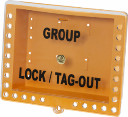 Group Lockout Tagout Box, 11 Inch H x 12.5 Inch W x 4 Inch D, Yellow, 27 Padlocks