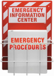 Emergency Information Center, Backboard Color: White on Red