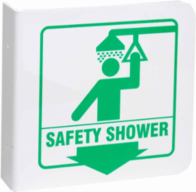 Safety Shower Sign, 8" H x 8" W x 4" D, Acrylic