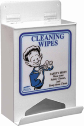 Lens Cleaner Towlette Dispenser, Blue on White