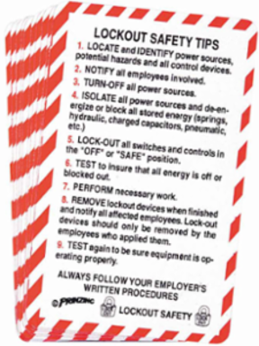PRINZING LOCKOUT SAFETY CARD 10/EA