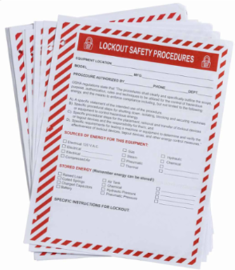 Lockout Procedure Forms, Pack of 25 Each