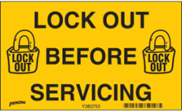 Lockout Before Servicing Label, 3 Inch x 5 Inch, Vinyl, Permanent Adhesive