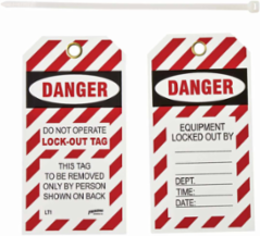 DANGER Equipment Locked Out By, Pack of 10 Tags, Polyester