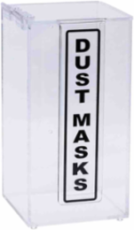 Dust Mask Dispenser, 12.5" H x 6.0" W x 6.0" D, Black/White on Clear