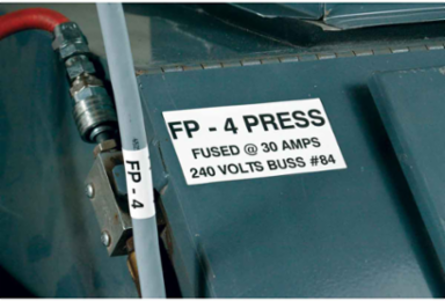 BMP71 Vinyl Coated Fabric Labels, 0.5" H x 0.5" W, Roll of 500 Labels