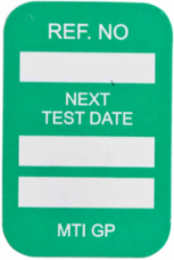 MICROTAG Next Test Date Inserts, White on Green, 1.25" H x 1.25" W