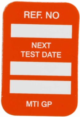 MICROTAG Next Test Date Inspected Inserts, White on Orange, 1.25" H x 1.25" W