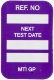 MICROTAG Next Test Date Inserts, White on Purple, 1.75" H x 1.25" W
