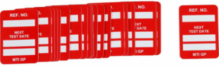 MICROTAG Next Test Date Inserts, White on Red, 1.25" H x 1.25" W