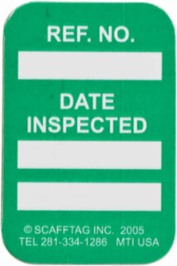 MICROTAG Date Inspected Inserts, White on Green, 1.25" H x 1.25" W