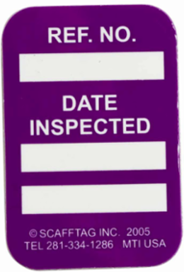 MICROTAG Date Inspected Inserts, White on Purple, 1.75" H x 1.25" W