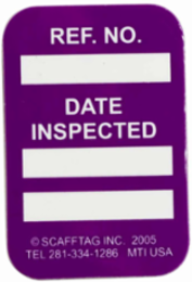 MICROTAG Date Inspected Inserts, White on Purple, 1.75" H x 1.25" W