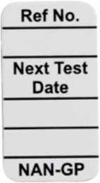 NanoTag Inserts, REF NO.: NEXT TEST DATE: NAN-GP, Black on White, 1.325" H x 0.7" W