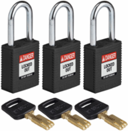 SafeKey Lockout Padlock 1.5 Inch Steel Shackle - Keyed Alike | 3 Pack