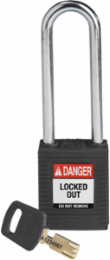 SafeKey Lockout Padlock 3 Inch Nylon Black, Keyed Different, Key Retaining