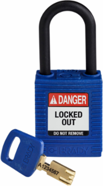 SafeKey Lockout Padlock Nylon Blue 1.5 Inch Plastic Keyed Different
