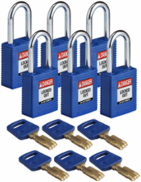 SafeKey Lockout Padlock 1.5 Inch Steel Shackle Keyed Alike 6 Pack