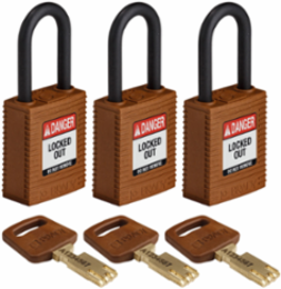 SafeKey Lockout Padlock 1.5 Inch Brown Nylon Keyed Alike 3 Pack