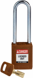 SafeKey Lockout Padlock 3 Inch Brown Nylon with Steel Shackle, Keyed Different