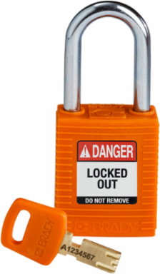 SafeKey Lockout Padlock 1.5 Inch Steel Shackle, Orange, Keyed Different