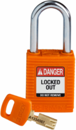 SafeKey Lockout Padlock 1.5 Inch Steel Shackle, Orange, Keyed Different