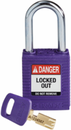 Purple Nylon SafeKey Lockout Padlock 1.5 Inch Steel Shackle Keyed Different