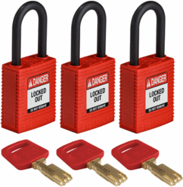 SafeKey Lockout Padlock 1.5 Inch Plastic Keyed Alike 3 Pack