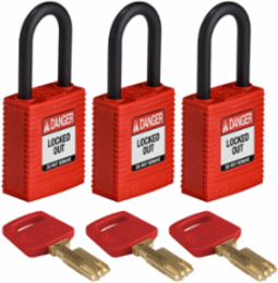 SafeKey Lockout Padlock 1.5 Inch Plastic Keyed Alike 3 Pack