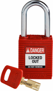 SafeKey Lockout Padlock Red Nylon 1.5 Inch Steel Shackle Keyed Different