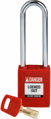 SafeKey Lockout Padlock 3 Inch Nylon Red, Keyed Different, Steel Shackle