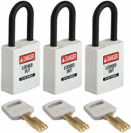 SafeKey Lockout Padlock 1.5 Inch Nylon Keyed Alike 3 Pack