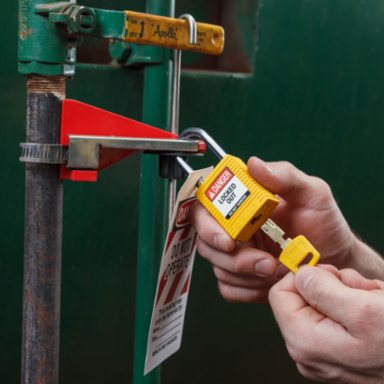SafeKey Lockout Padlock Nylon Yellow 1.5 Inch Steel Shackle Keyed Alike 3 Pack