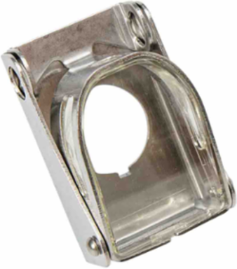 Push Button Safety Cover Lockout Device 1.34 in H x 2.3 in W, Metal and Clear Polycarbonate