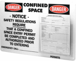Confined Space Permit Center, Backboard Color: Black/Red on White