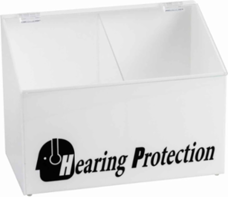 Divided Hearing Protection Dispenser, 11.5" H x 15.375" W x 9" D, Black/Clear/White