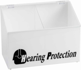 Divided Hearing Protection Dispenser, 11.5" H x 15.375" W x 9" D, Black/Clear/White